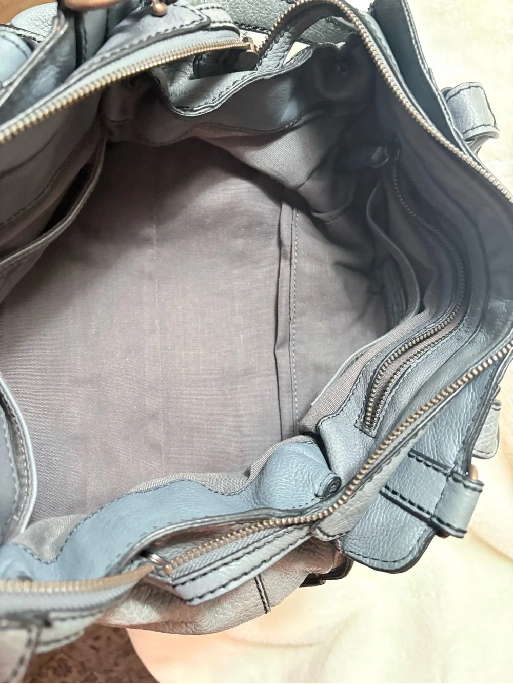 Liebeskind Gray Leather Double-Handle Satchel